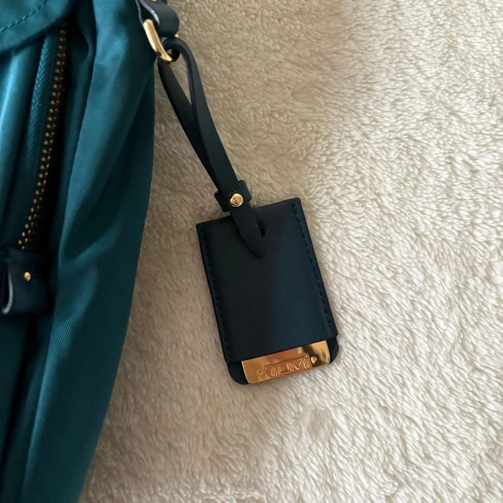 Tumi Voyager Leeds Backpack Teal Turquoise Mini Travel Gold hardware